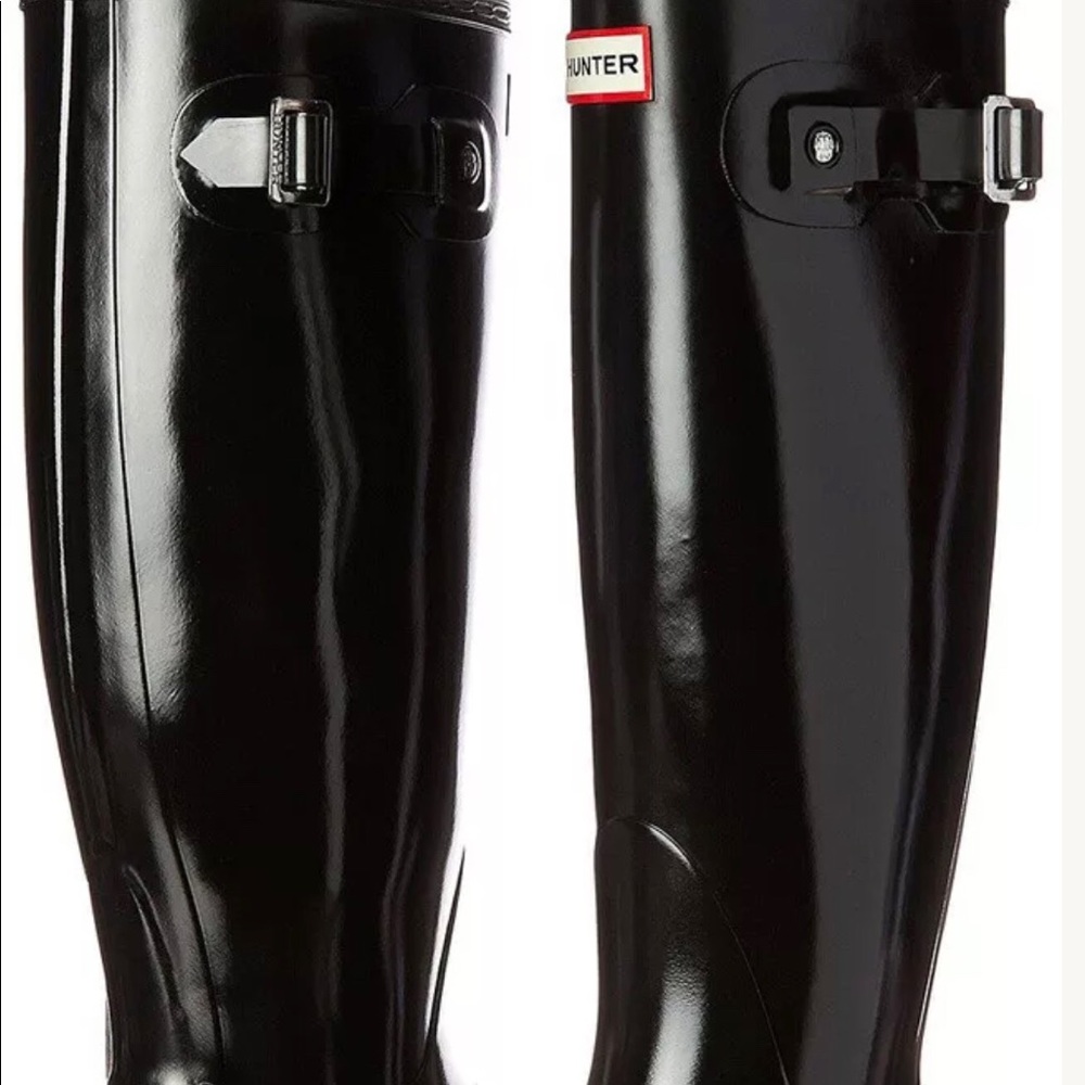 Hunter Black Glossy Rain Boots size 7